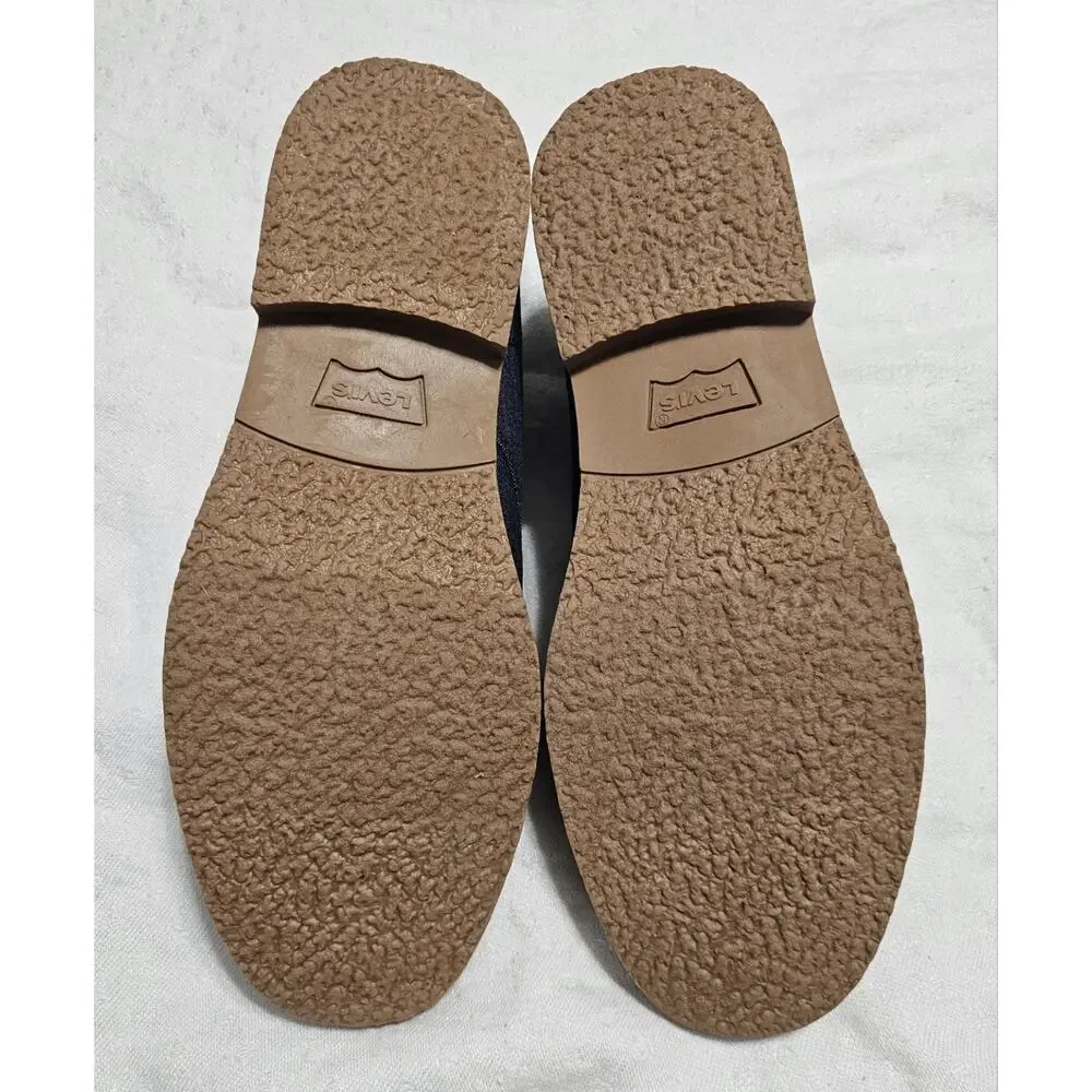 Levi's Men's Denim Chukka Boots Blue Dark Wash Desert Shoes Tan Sole Size 9 NWT